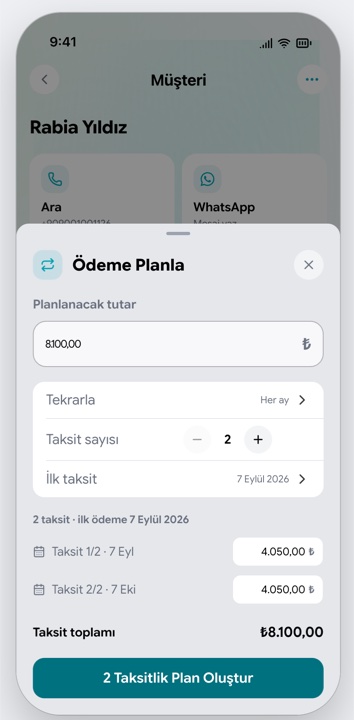Ödeme Planla ekranı